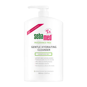 SEBAMED front packaging showing 1 L bottle and clear branding benefit easy dispensing
