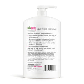 SEBAMED label closeup highlighting key ingredients and pH 5.5 reassurance