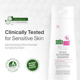 SEBAMED bottle on a bathroom shelf in a lifestyle scene suggesting daily routine support