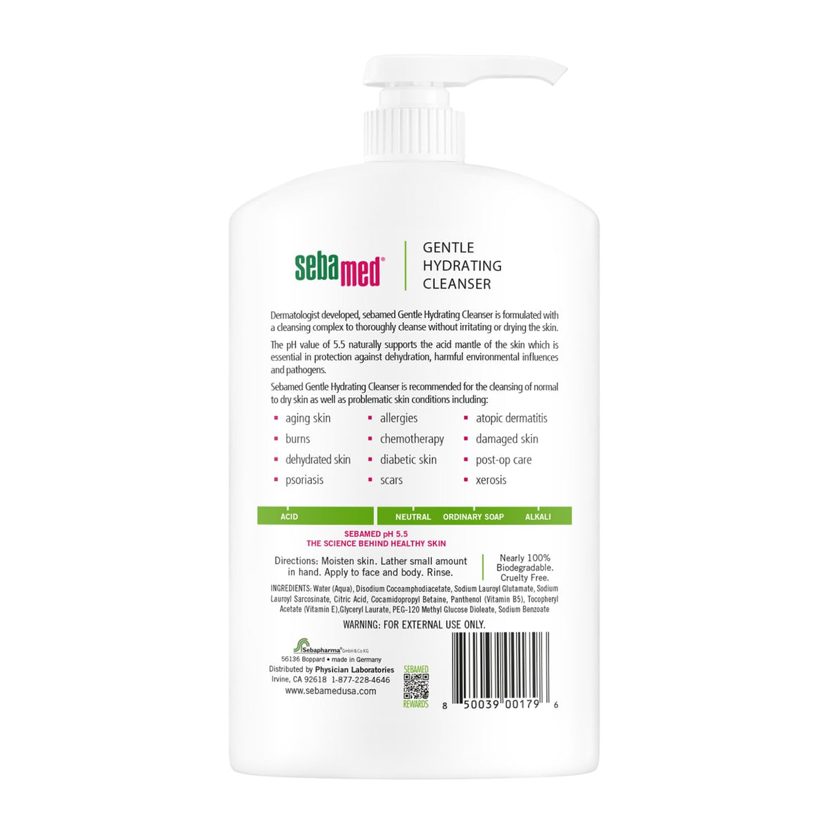 SEBAMED pump dispenser detail for controlled dispensing and mess-free use benefit