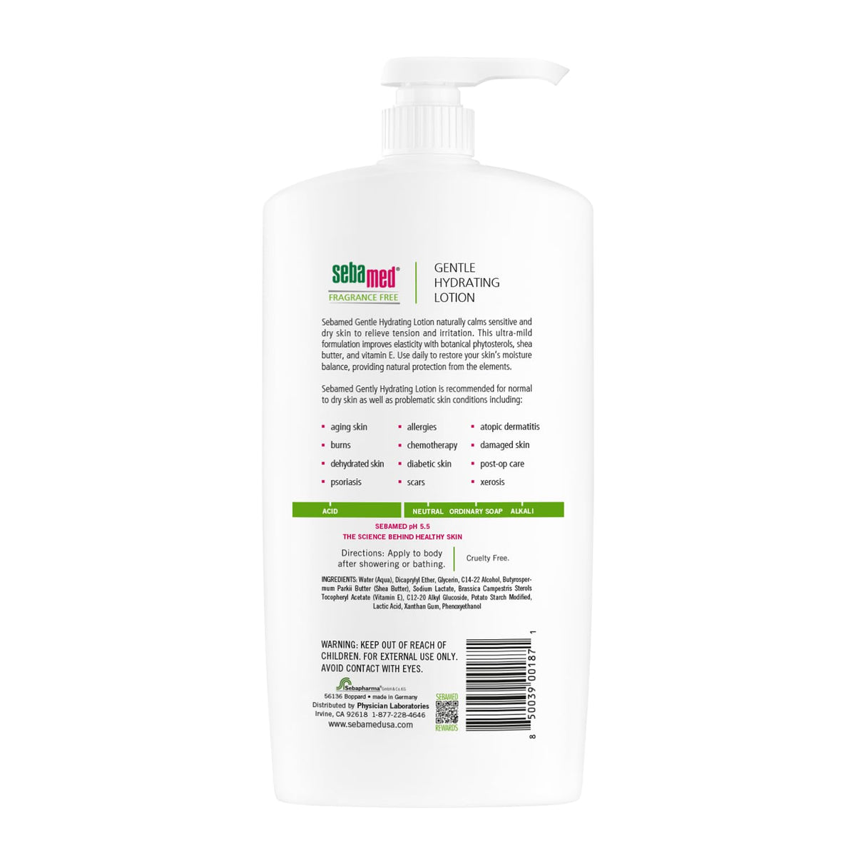 SEBAMED lotion texture close-up demonstrating lightweight absorbency benefit