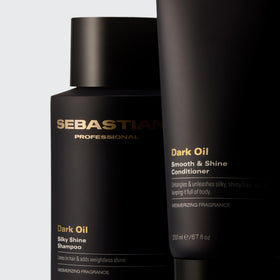 Sebastian conditioner paired with Dark Oil styling oil for layered care