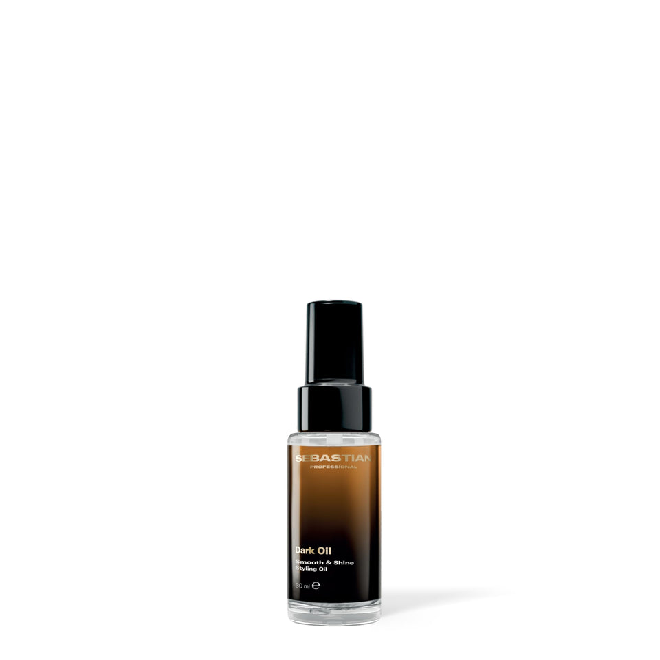 Sebastian Dark Oil front bottle showing travel-size packaging and branding for convenience