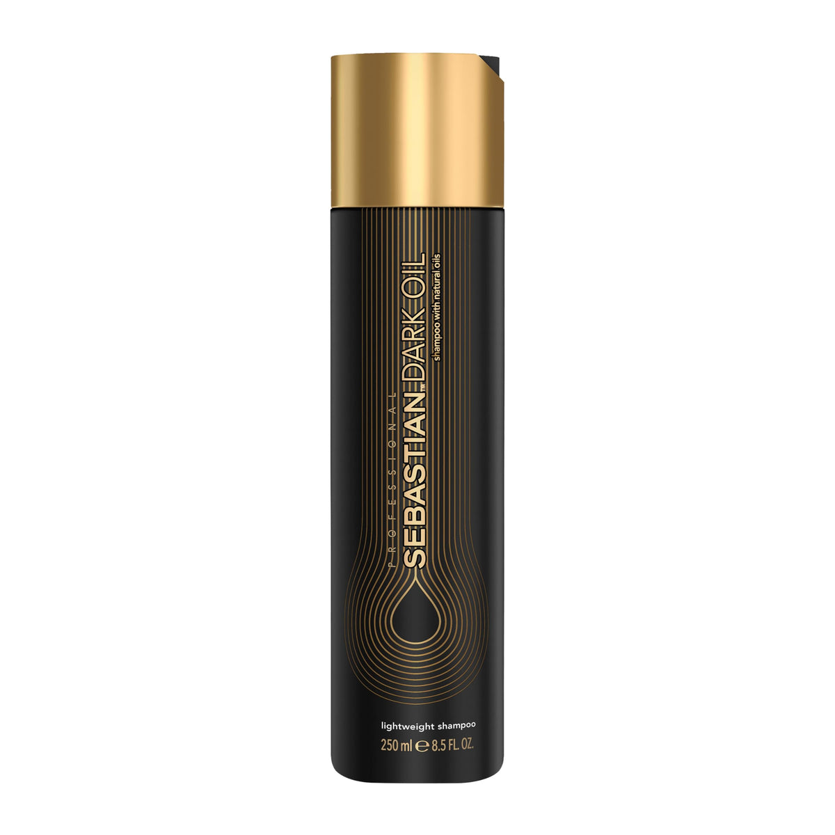 Sebastian bottle front packaging showing logo and lightweight claims, adds shine