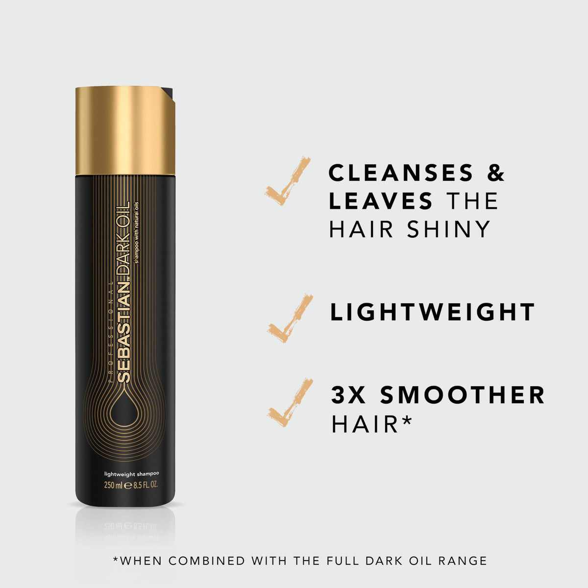 Close-up of shampoo pouring to show silky texture and lightweight blend benefits