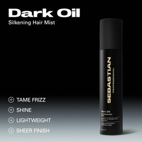 Sebastian mist on a hair strand showing silky texture and added shine