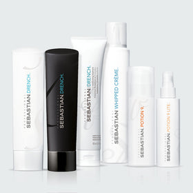Sebastian Drench applied in shower to wet hair demonstrating easy spread and slip