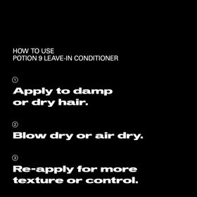 Sebastian Potion 9 being applied to damp hair for smoothing and shine