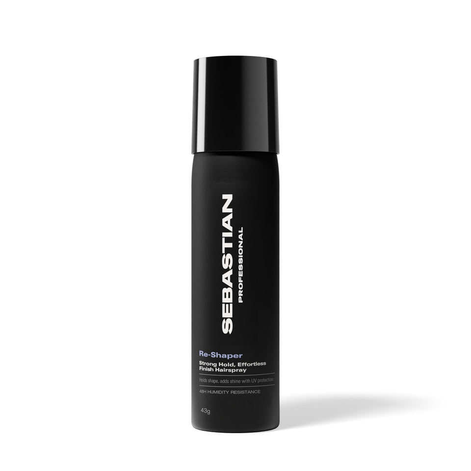 Sebastian reshaper front packaging showing compact 1.5 oz bottle and branding