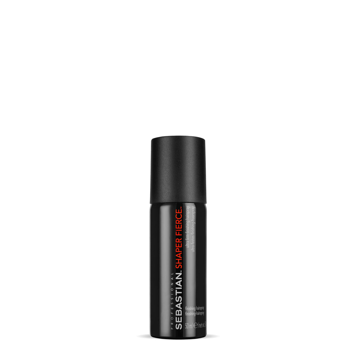 Sebastian mini hairspray front packaging showing brand and compact benefit