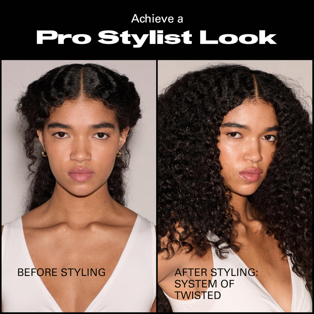 sebastian applying cream to damp curls, demonstrating frizz control and definition