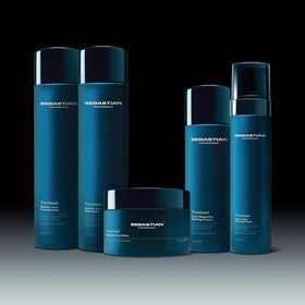 sebastian product in bathroom with towel, lifestyle cue for daily styling routine