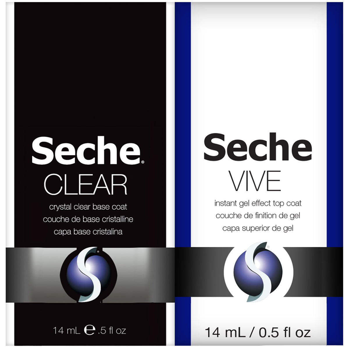 Seche front packaging showing both bottles and product benefit of protection