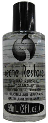 Seche Restore close-up dropper releasing a drop, brand delivers precise thinning control