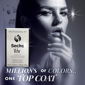 Seche refill bottle close-up highlighting glossy texture and nozzle