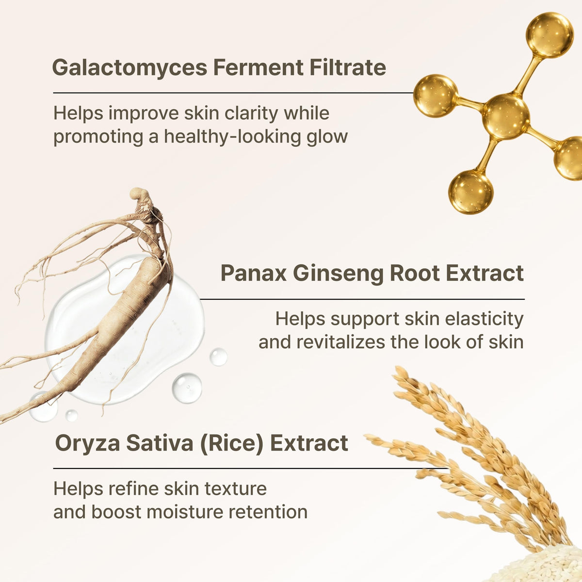 Secret Key ingredients list showing botanical extracts and low-irritation care