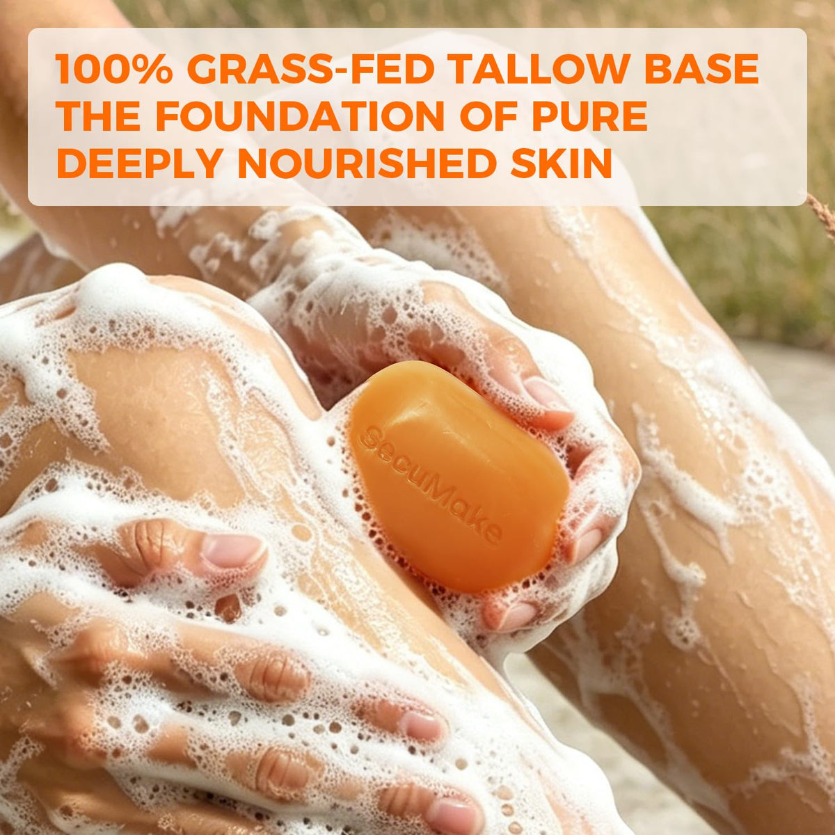 SecuMake close-up texture of soap revealing creamy, nourishing lather