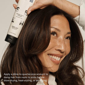 SEEN Blow-Out Creme ingredient callout with hemisqualane and moringa for protection
