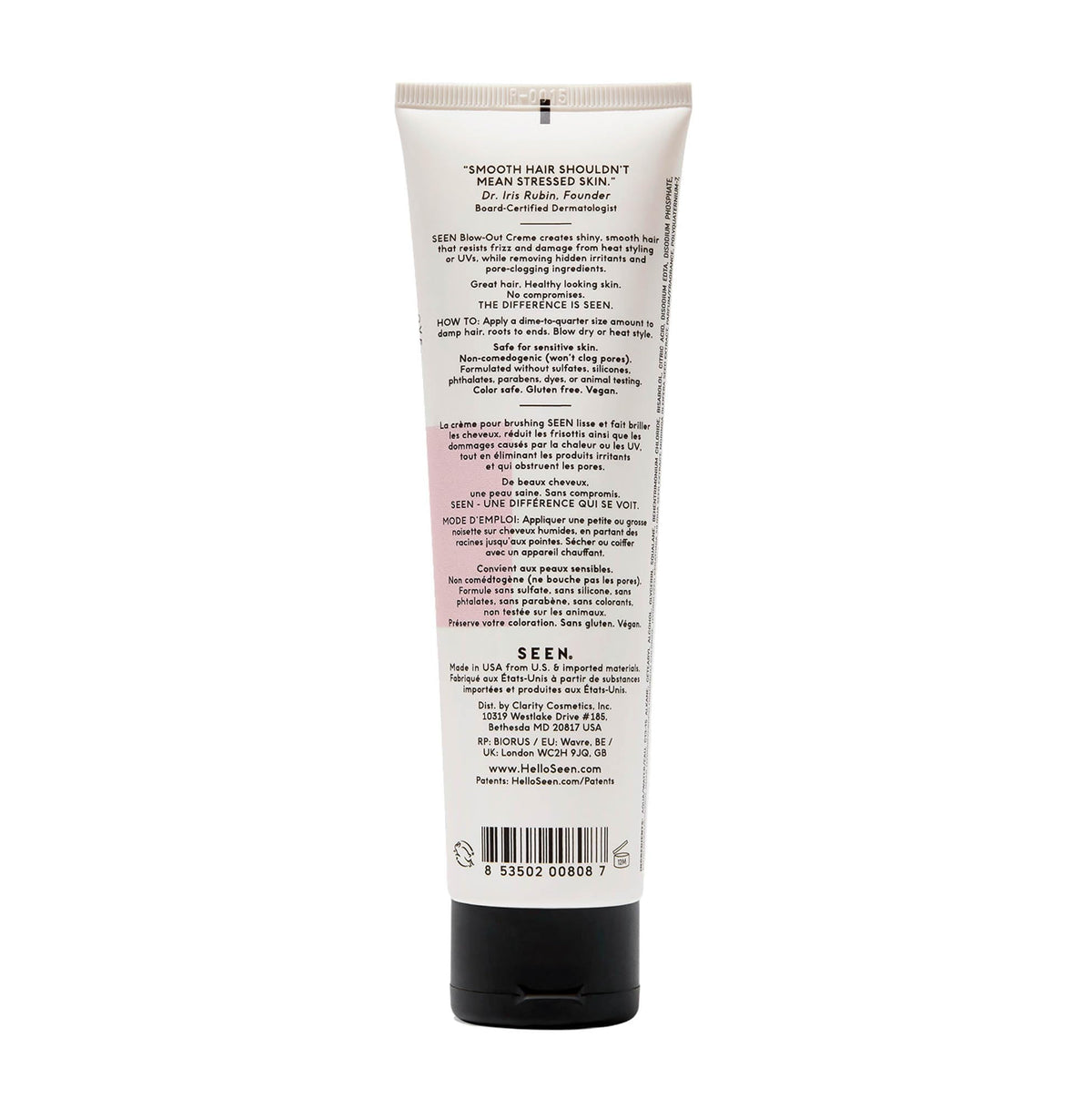 SEEN close-up of cream texture, highlights smooth, lightweight application benefit