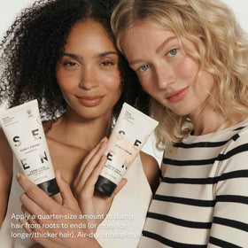 SEEN before and after showing improved curl definition and reduced frizz