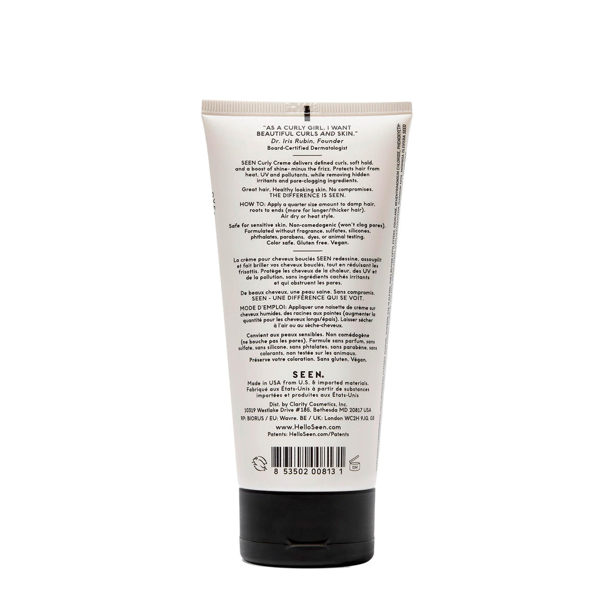 SEEN close-up texture of cream demonstrating smooth moisturizing slip