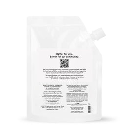 SEEN eco-refill pour closeup demonstrating easy transfer and reduced waste