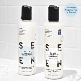 SEEN bottle styled in bathroom lifestyle setting demonstrating daily use benefit