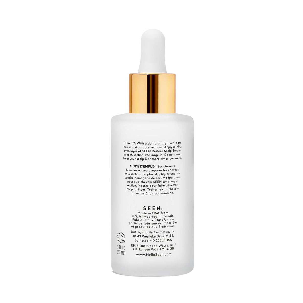SEEN Restore Scalp Serum clear droplet texture close-up highlighting lightweight hydration