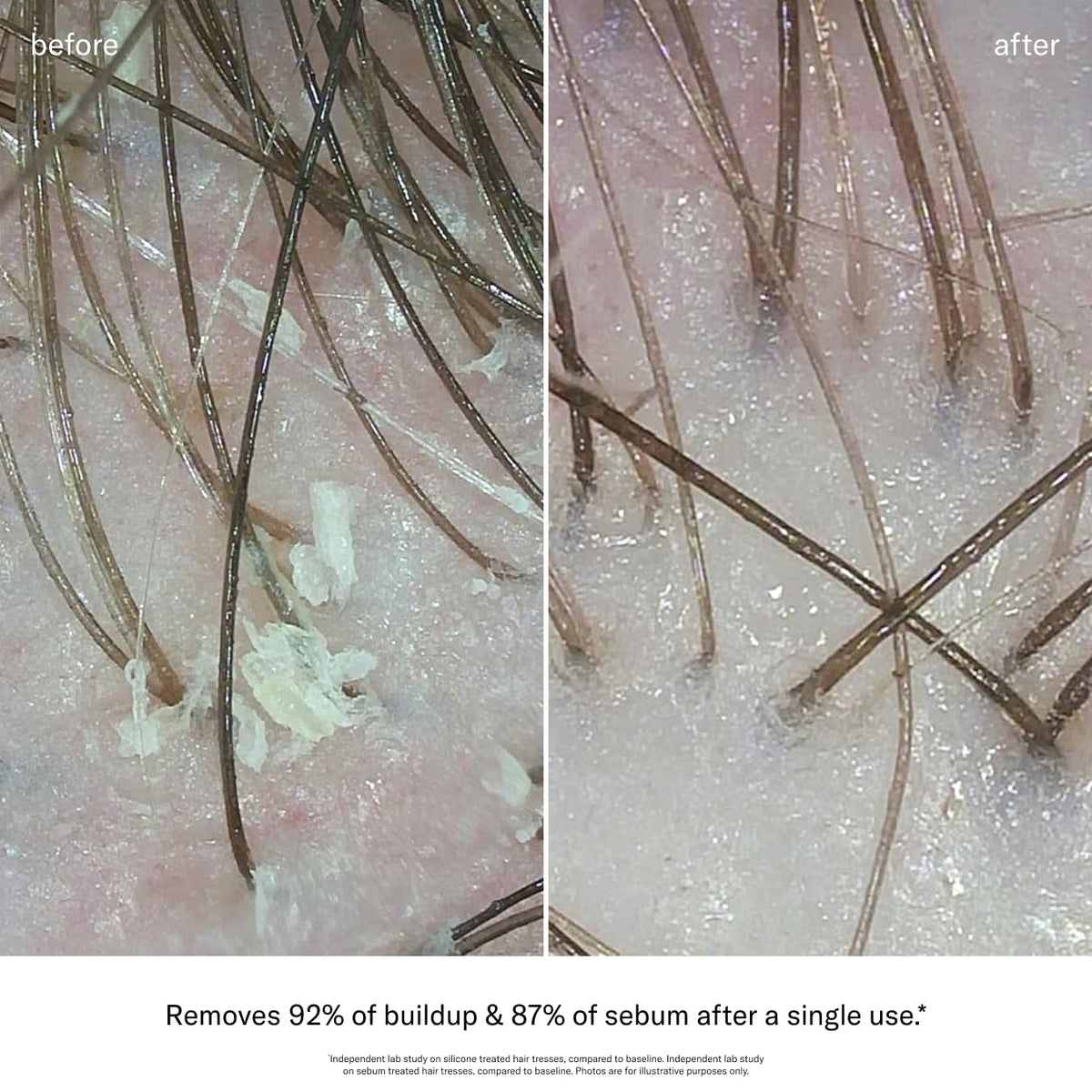 SEEN shampoo in shower being massaged into scalp to remove buildup