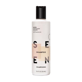 SEEN front bottle view showing scented shampoo benefits