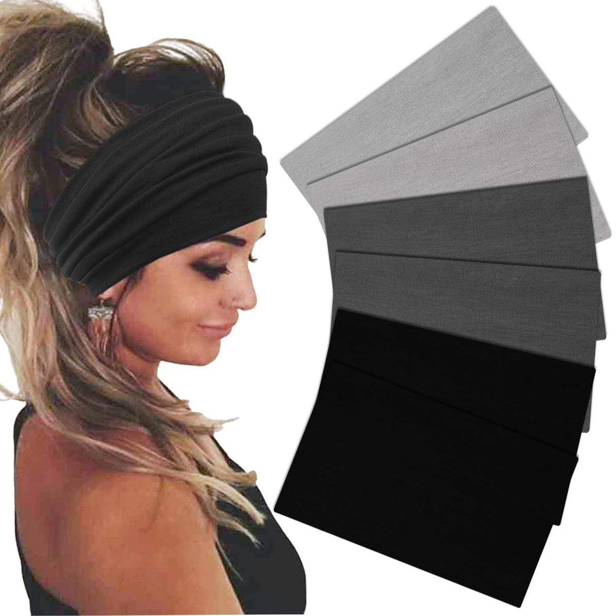 Sefiinh front view of six-pack headbands showing colors and neat packaging