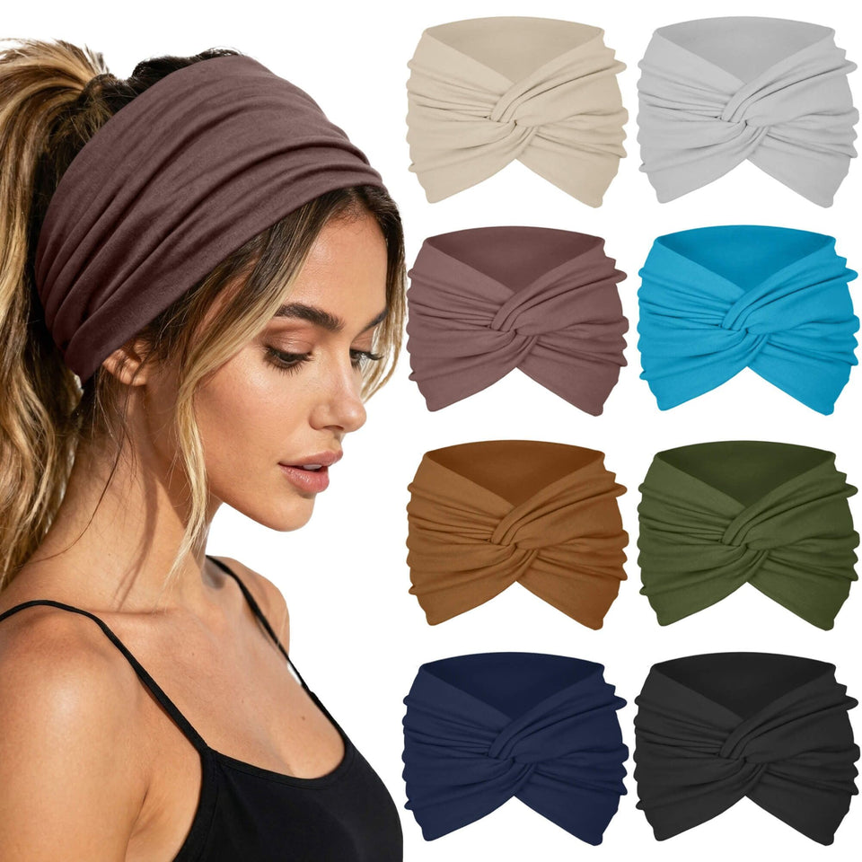Sefiinh headbands front view showing all eight colors and packaging benefit versatile styling