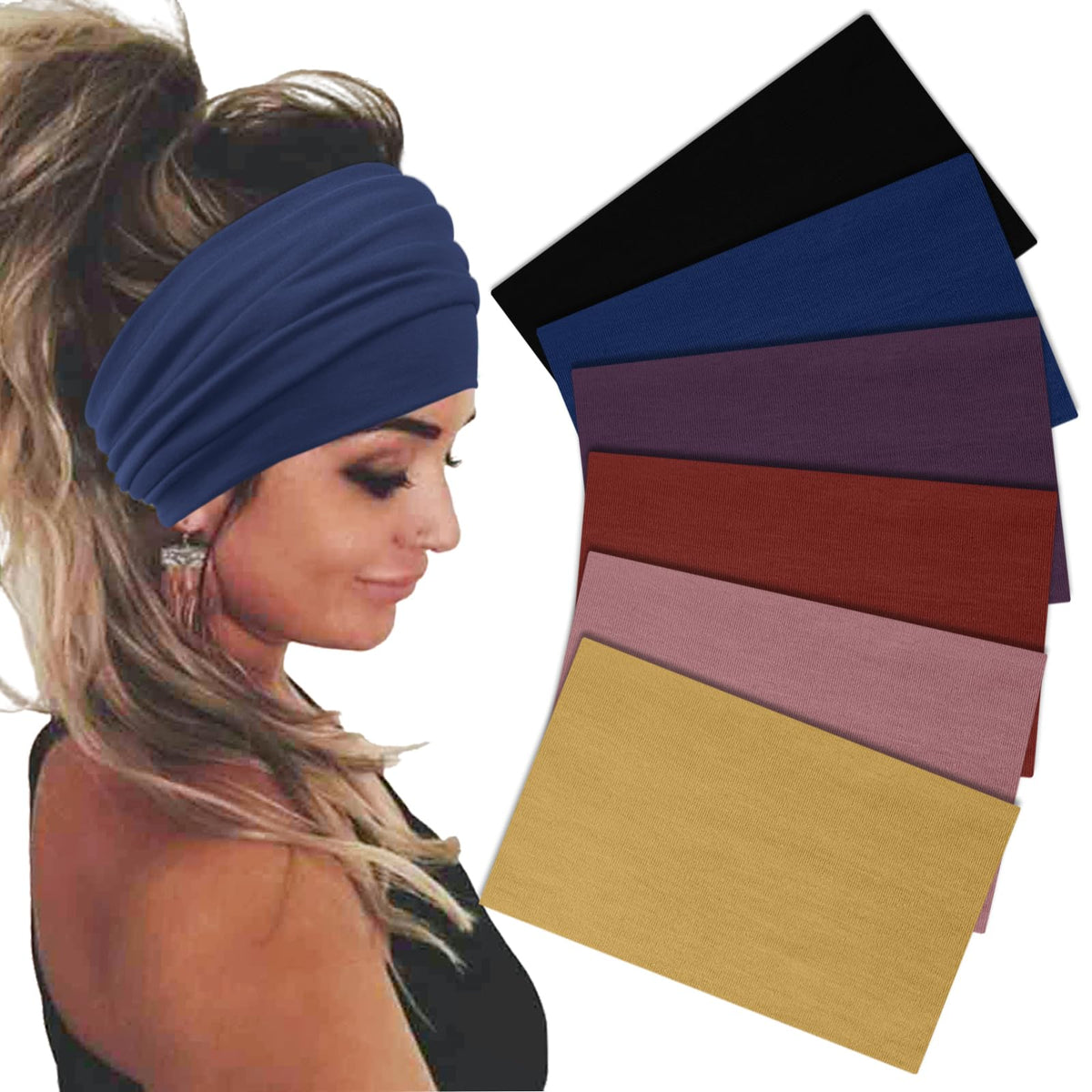 Sefiinh front packaging showing six colorful headbands and benefit of variety