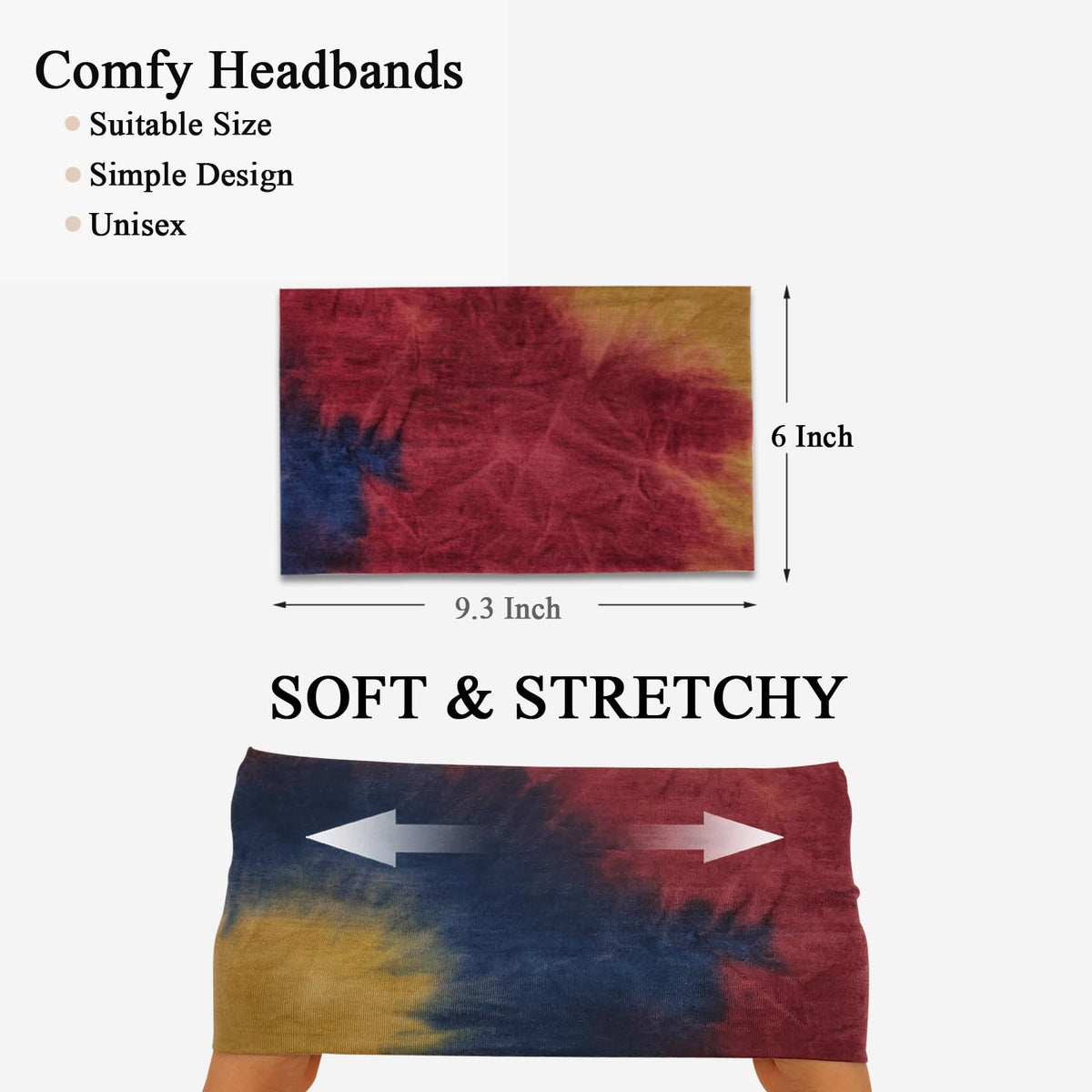 Sefiinh headband held in hand showing size and one-size-fits-most convenience