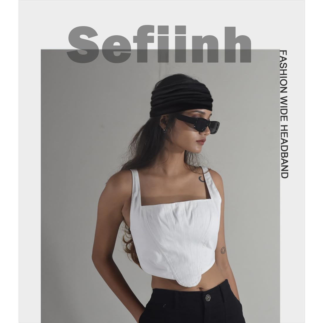 Sefiinh headband next to ruler for size reference, fits most heads