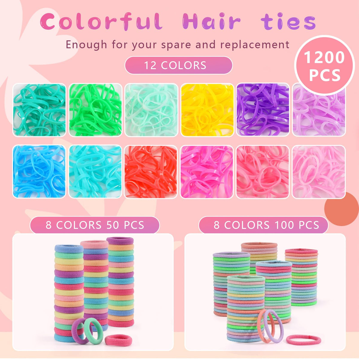 Seiolieliou close-up of colorful elastics highlighting durable soft hold benefit