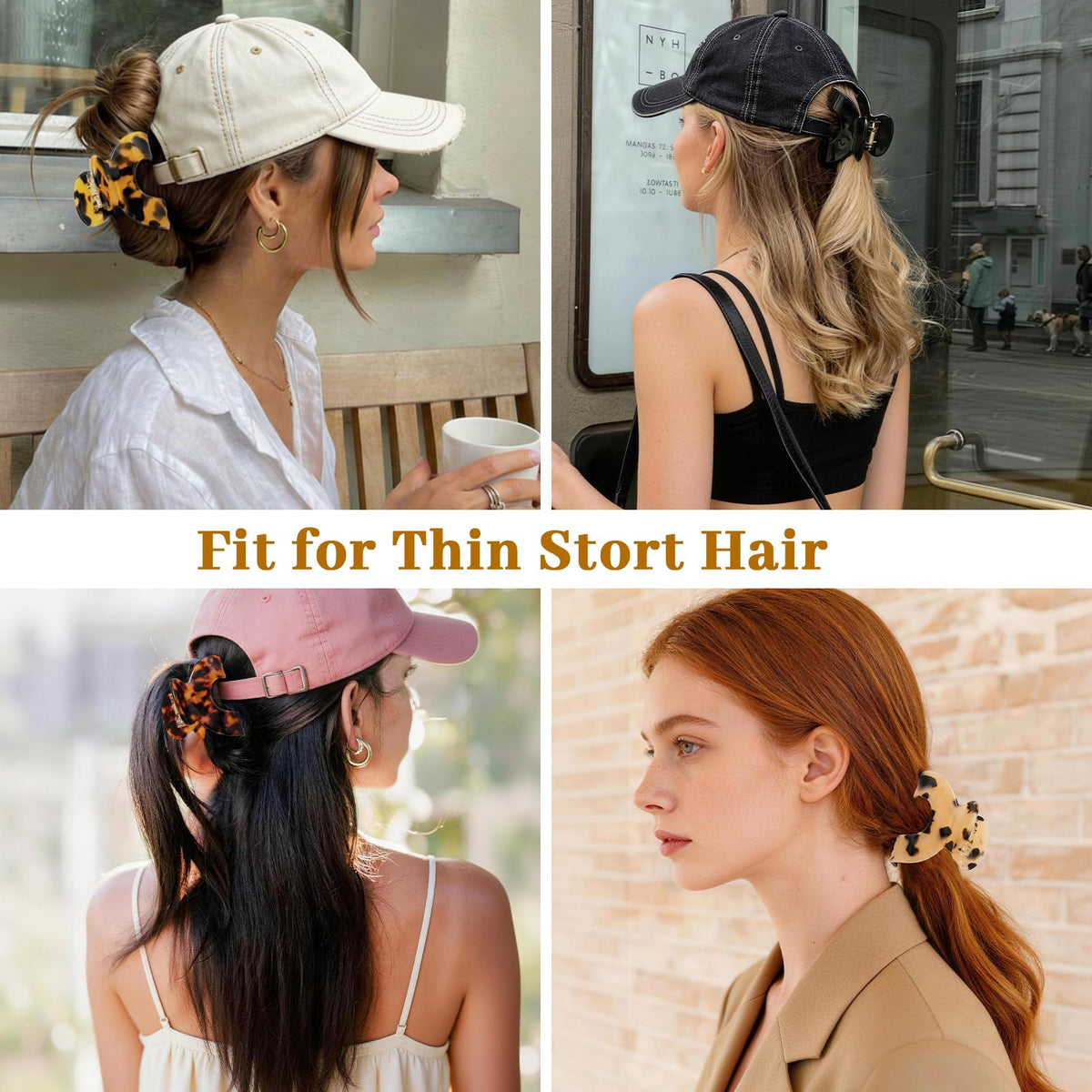 Seiolieliou half-up hair on model showing tidy style and hat compatibility