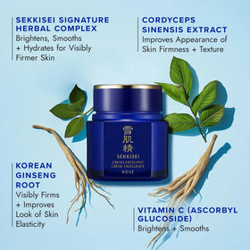 SEKKISEI ginseng root ingredient shot highlighting firming support