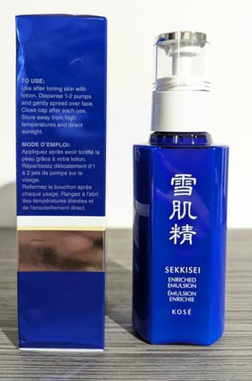SEKKISEI product on bathroom shelf lifestyle evoking daily routine ease