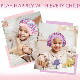 Selalu bonnet worn by child sleeping comfortably protecting curls overnight