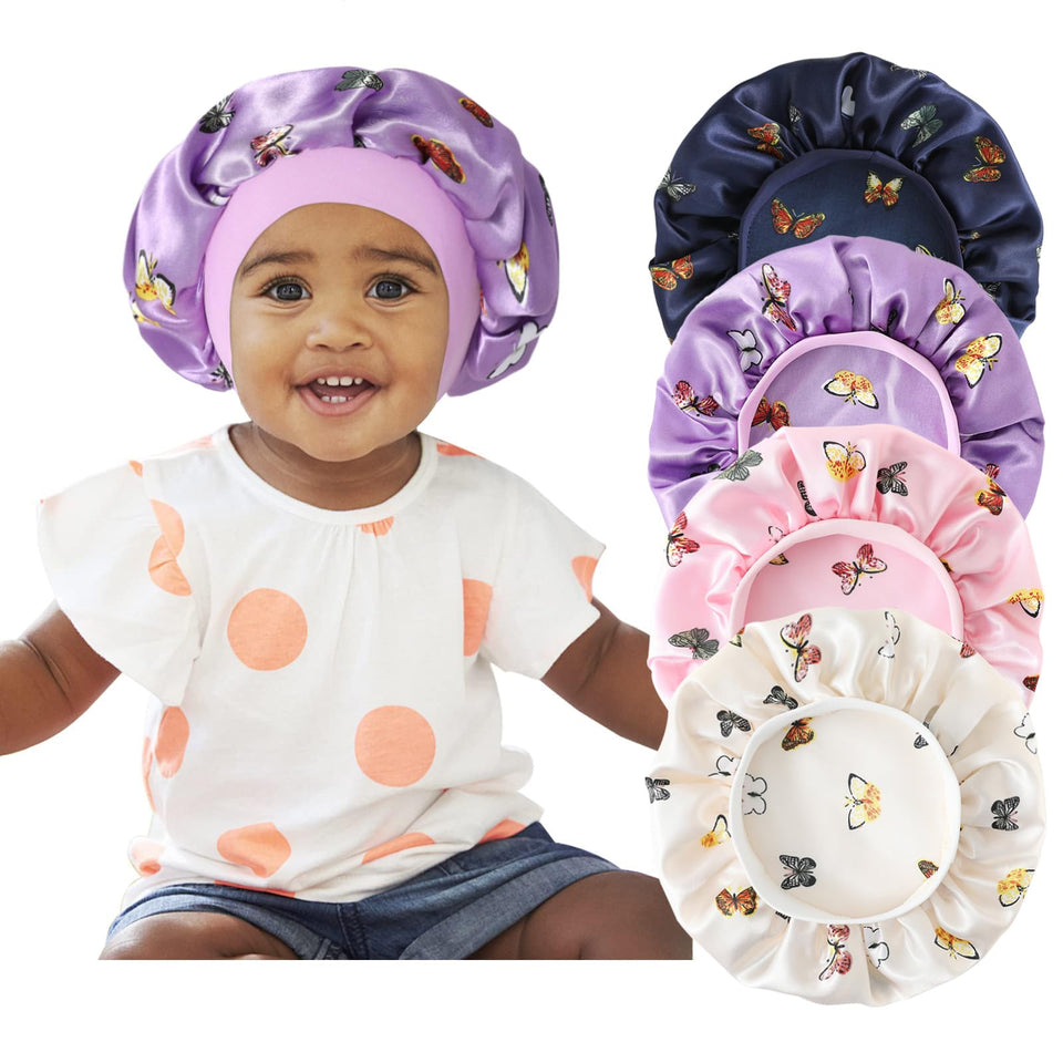 Selalu bonnet front view showing butterfly print and protective coverage