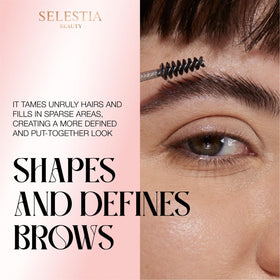 SELESTIA BEAUTY before and after brows demonstrating defined, tamed finish benefit