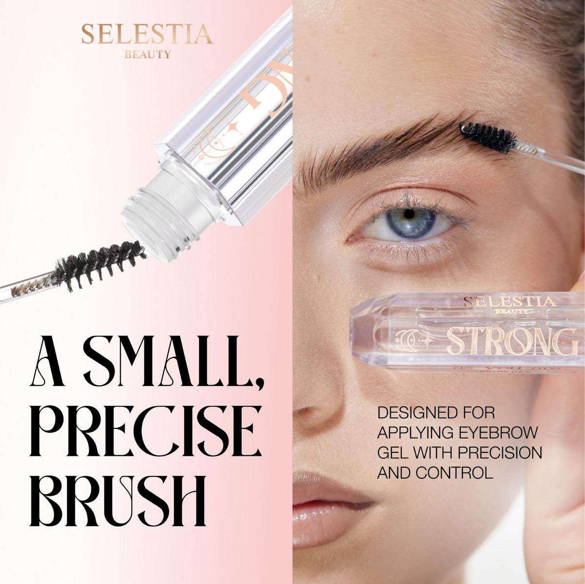 SELESTIA BEAUTY brush applicator close-up enabling precise shaping and control