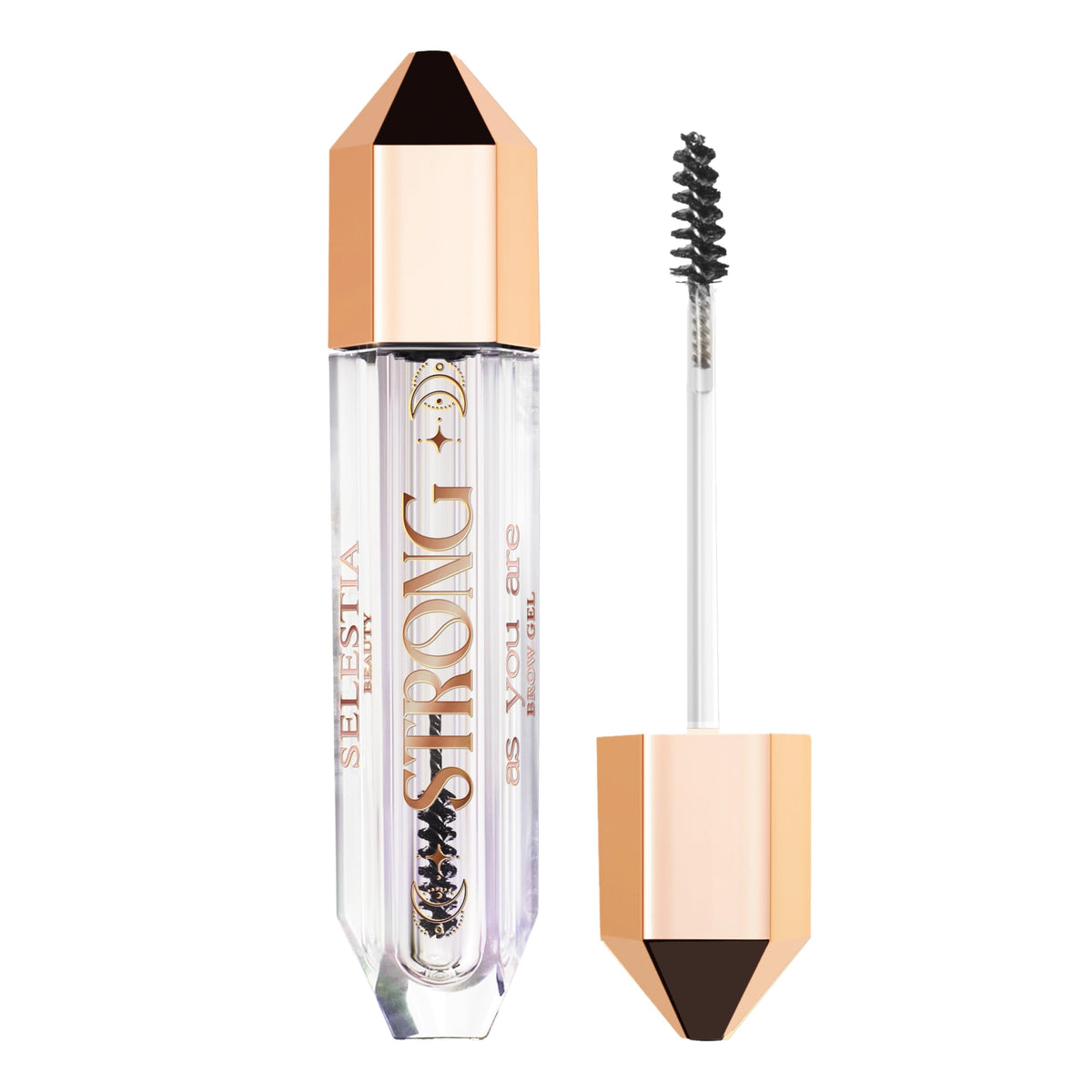 SELESTIA BEAUTY front tube showing compact clear brow gel benefit long-lasting hold
