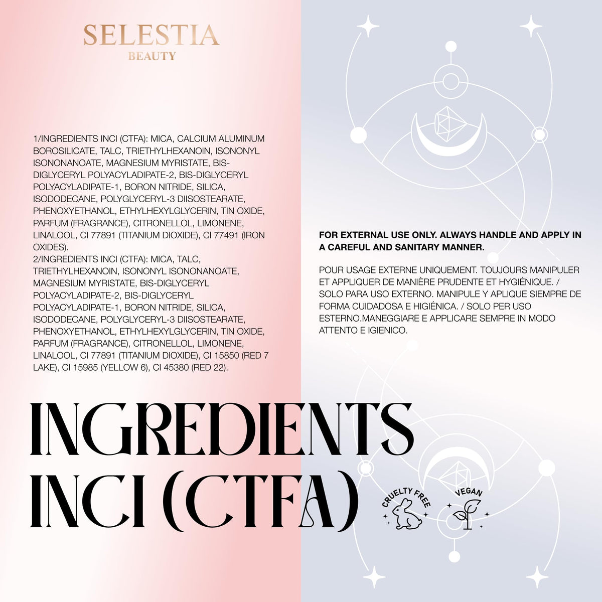 SELESTIA BEAUTY compact inside makeup bag styled for portability and convenience benefit