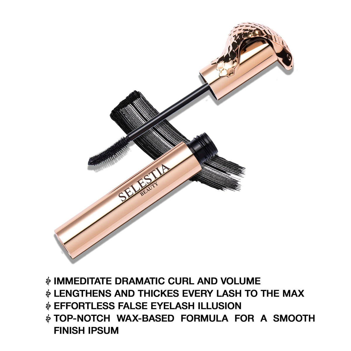 SELESTIA BEAUTY close-up of brush bristles separating lashes for smooth application