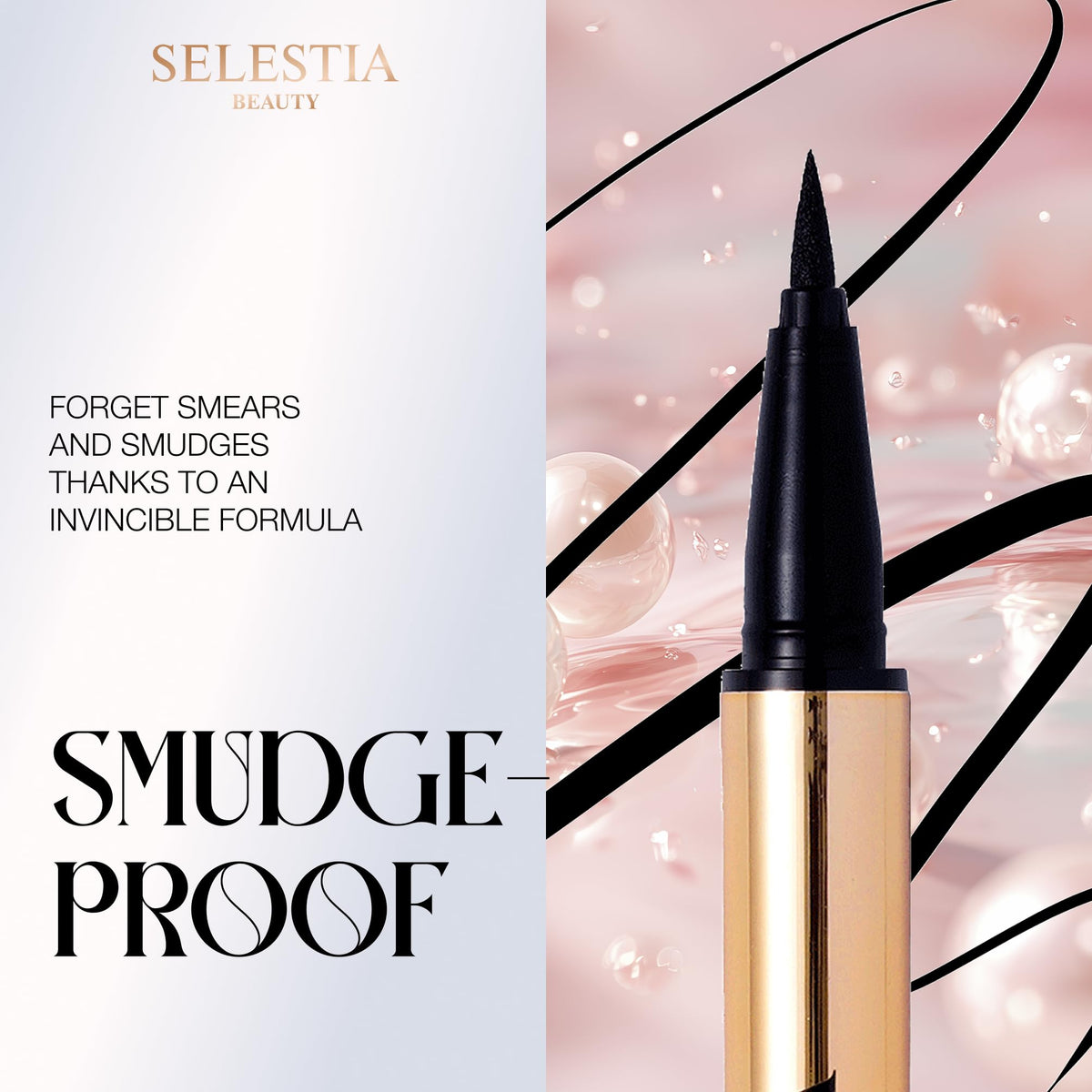 SELESTIA BEAUTY swatch texture showing intense black payoff