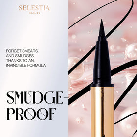 SELESTIA BEAUTY swatch texture showing intense black payoff