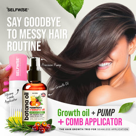 SELFWISE Batana oil pouring showing smooth texture and quick absorption benefit