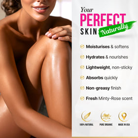 SELFWISE rosehip oil drop on fingertip emphasizing nourishment and skin-smoothing
